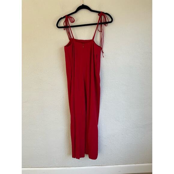 Grey Lab Red Spaghetti Strap Jumpsuit With Side Ties & Back Zipper Small - Picture 9 of 9
